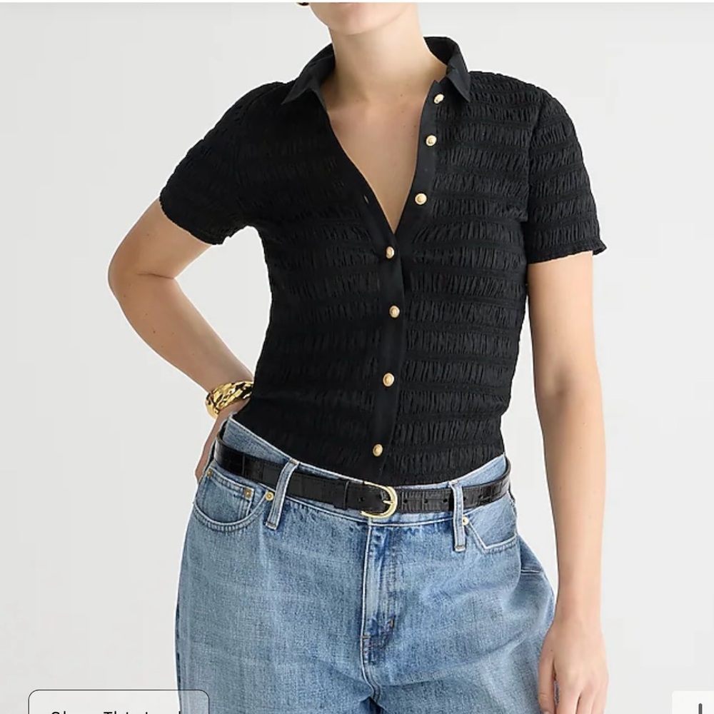 NWOT  J Crew Smocked button-up shirt in cotton-blend voile.
